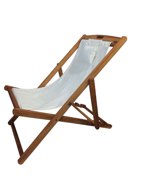 Deckchairs 235 Wooden with Beige Fabric 67x93x93cm