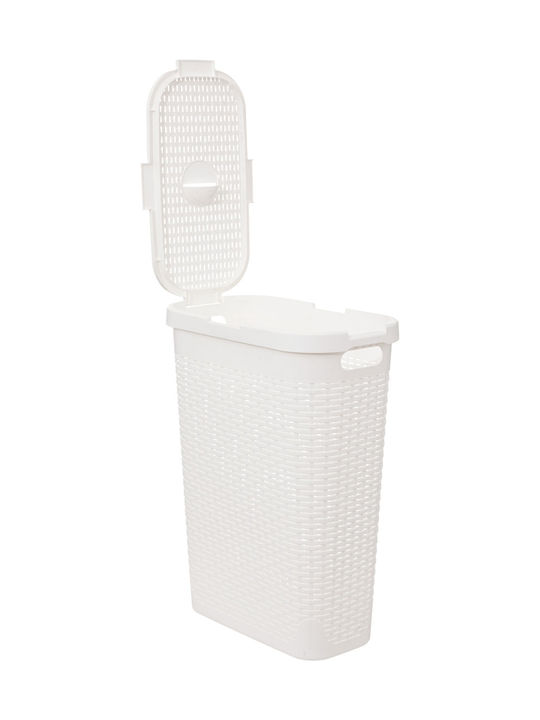 5Five Καλάθι Απλύτων Πλαστικό 40lt με Καπάκι 40x46.4x60.5cm Λευκό
