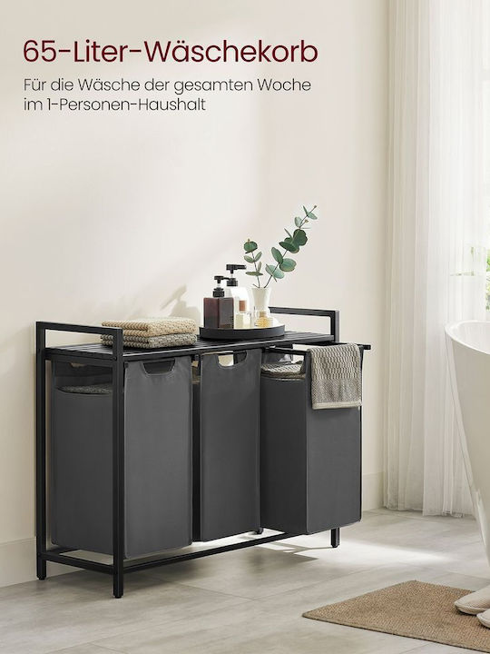 Vasagle Καλάθι Απλύτων Μεταλλικό 114lt 92.5x33x72cm Μαύρο