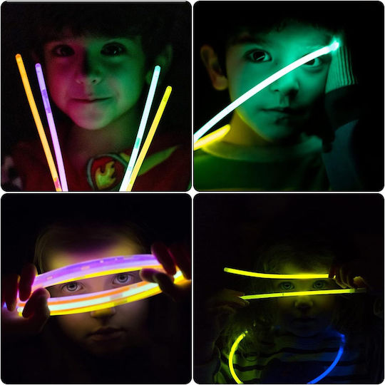 Set 100 Brățări Colorate Luminate pentru Petreceri, Bețe Fosforescente Galbene Bebelogic