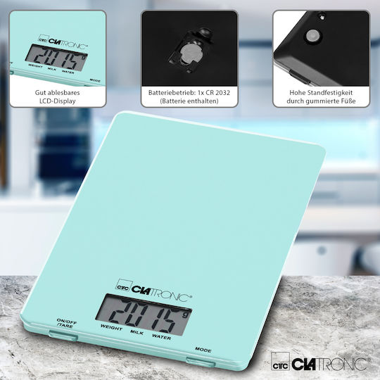 Clatronic Digital Kitchen Scale Up To 0.49kg Green