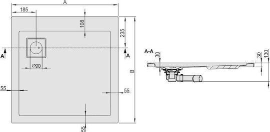 Sanplast Square Acrylic Shower White Space 80x80cm