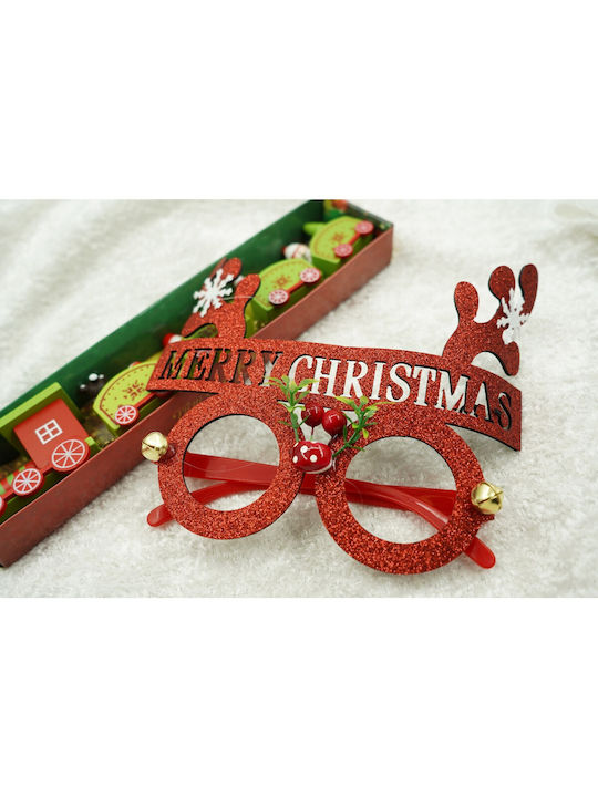 Weihnachtsbekleidungsaccessoires Weihnachtsfeier Brillen Runde Rote Aus Kunststoff Polyester Flippy