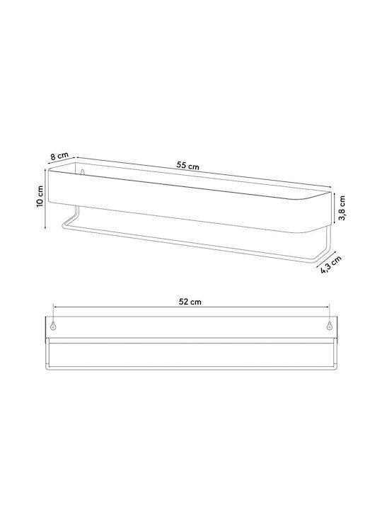Sealskin Brix Montat pe perete Raft Baie Metal 55x8x10cm Albă