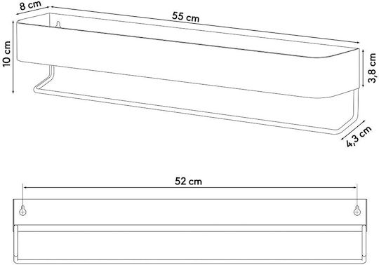 Sealskin Brix Επιτοίχια Ραφιέρα Μπάνιου Μεταλλική 55x8x10cm Λευκή