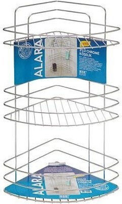 ECE Montat pe perete Raft Baie Metal cu 3 Rafturi 30.5x24x53cm Argintie ECE Montat pe perete Raft Baie Metal cu 3 Rafturi 30.5x24x53cm Argintie