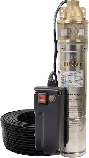 Pompa submersibilă Ddt 4skm-100 1.5 kW oțel inoxidabil + alamă 3 m³/h 120 m