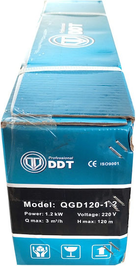 Pompa submersibilă Ddt Qgd120 completă din oțel inoxidabil, șuruburi din oțel inoxidabil, filtru de protecție, cablu de 20 m, 120 m, 3 m³/h