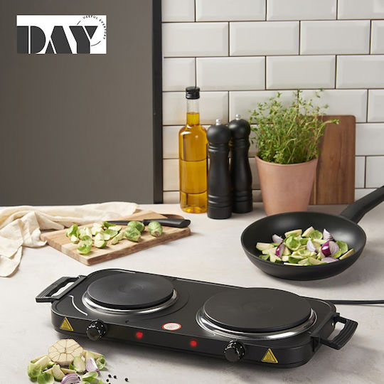 Espiel Day Enamel Countertop Double Burner Black