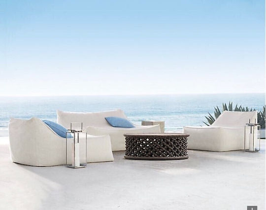 Πουφ Ξαπλώστρα Αδιάβροχη Luxury Irida Λευκό 190x80x70cm