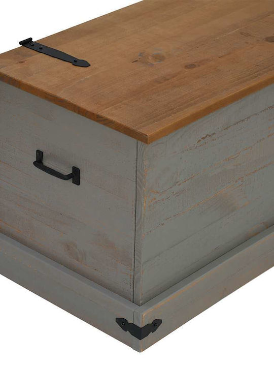 vidaXL Декоративна куфар Дърво Сив 91x48x47бр