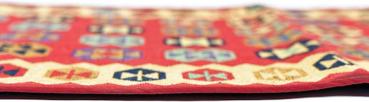 Covoraș de bucătărie din bumbac Sdim, bază antiderapantă, Kilim 003, roșu galben, 50x140 cm