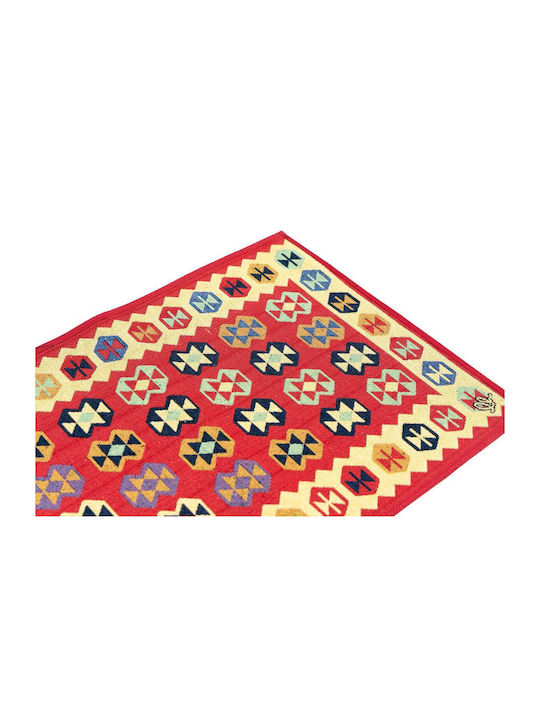 Sdim Baumwoll-Küchenmatte Rutschfeste Basis Kilim 003 Rot Gelb 50x140cm