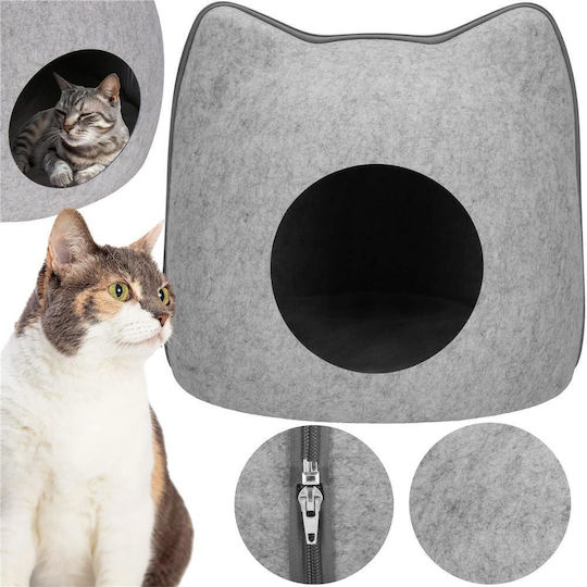 Cat Dog Bed Soft Fluffy Non-slip Detachable Pillow 38x36x36 Cm Gray
