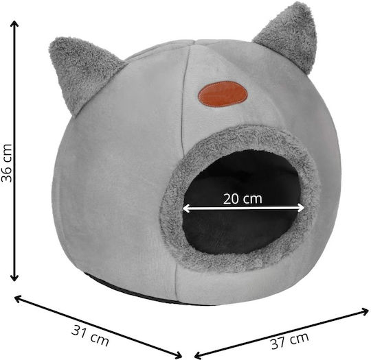 Pat pentru pisici și câini, moale, pufos, antiderapant, cu pernă detașabilă, 37x31x36 cm, gri