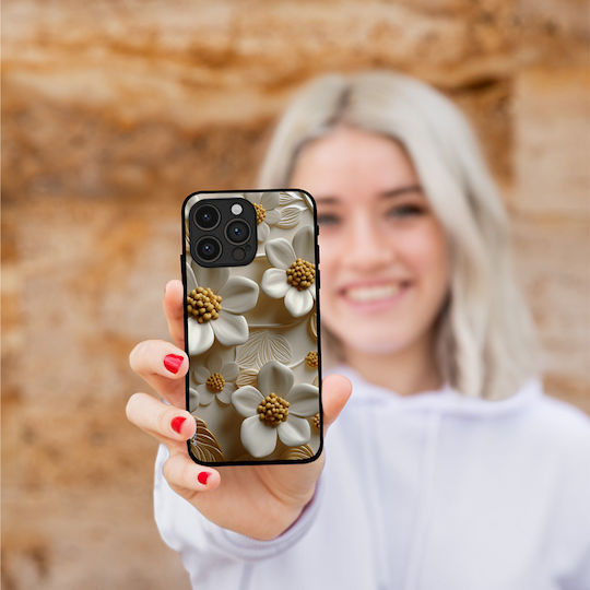 Husă Sonique Seria 3D Flori pentru Oppo A78 5G Alb