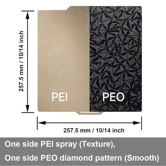 Double-sided Printing Surface 3d Printer Textured Smooth 257.5x257.5 Mm Pei Peo Plate Flexible Compatible Bambu Lab X1 P1p P1s