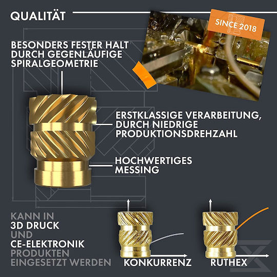Set 50 Messing-Einsätze M5x5,8mm Gewindeeinsätze Kunststoffteile 3D-Drucker
