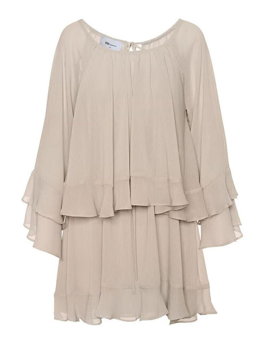 Summer Mini Dress for Wedding Christening Beige