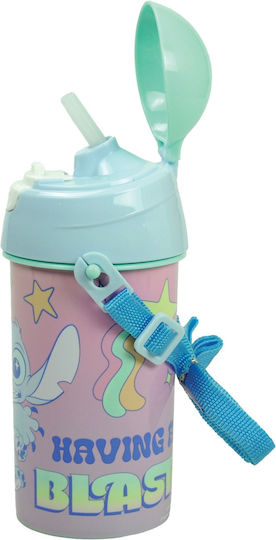 Gim Lilo & Stitch Plastic Kids Water Bottle Stitch Thermos with Straw Grey 500ml