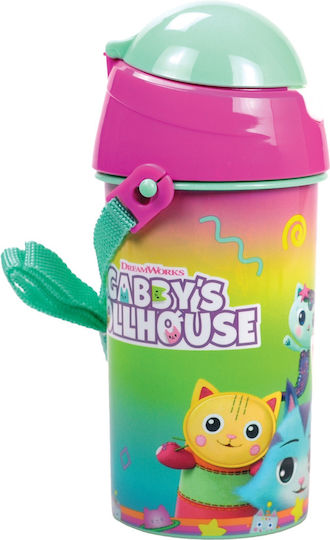 Gim Gabby's Dollhouse Kinder Trinkflasche Thermos Gabby Kunststoff mit Stroh Graue 500ml
