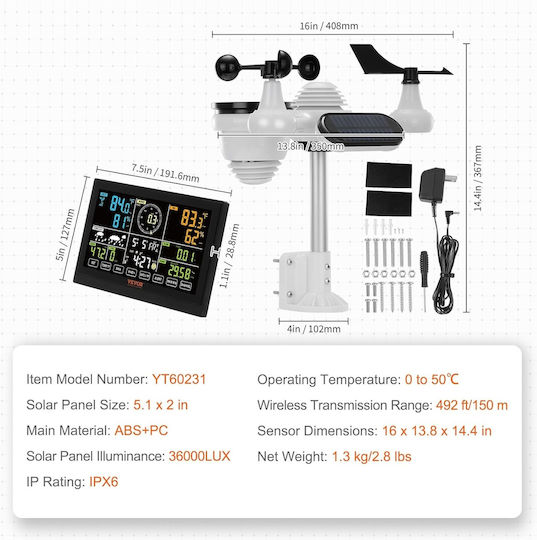 YT60231 Drahtlos Wetterstation Digital Tischplatte