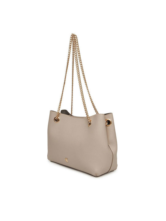 Minimal Monogram Women's Bag Shopper Shoulder Beige