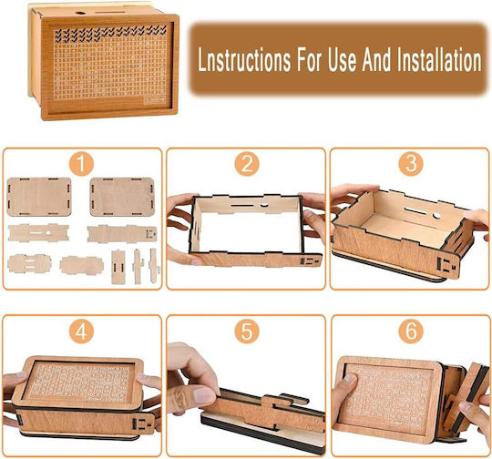 Cutie de Bani din Lemn pentru Economii Cu Numere Verificabile 17 X 12.5 X 7 Cm Reutilizabilă