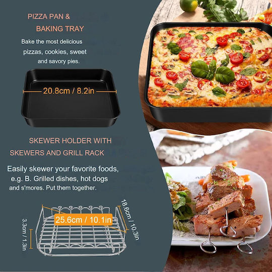 Set de Accesorii pentru Prăjitoare cu Aer 6 Piese Compatibile cu Modelele Cosori Airfryer 5.5 L Xxl 5.5 Litri Piatra Pătrat Xl Tava de Copt Grătar Hârtie de Copt Pincet Suport din Silicon