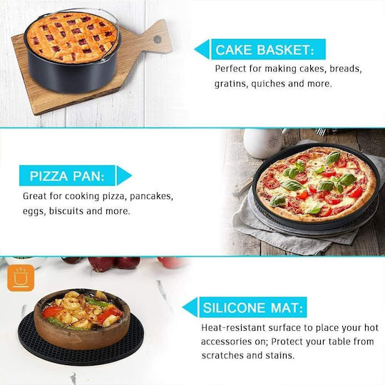 Set 12 Accesorii Pentru Prăjitoare Cu Aer Compatibile Cu Modele De 3.3 Litri Inclusiv Forme De Copt Tava Pentru Pizza Tava Pentru Coacere Rafturi Pentru Grătar Spatulă Clești Silicon Protecție Universală