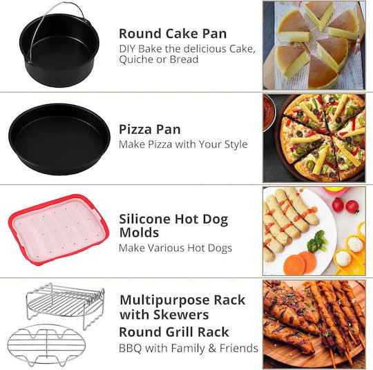 Accesorii Pentru Prăjitoare Cu Aer Set De 16 Bucăți Compatibile Cu Modelele Airfryer 4.2l-5.8l Tăvi De Copt Pentru Pizza Tava De Copt Rafturi Pentru Grătar Hârtie Pergament Spatulă Clești Siliconate Protecție