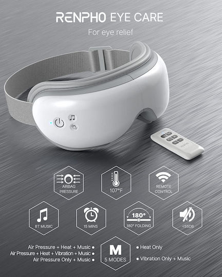 Dispozitiv De Masaj Pentru Ochi Renpho Telecomandă Funcție De Încălzire Masaj Bluetooth Muzică Ochelari De Masaj Reîncărcabili Ameliorarea Durerii Ochi Îmbunătățirea Ochiului Uscat Îmbunătățirea Somnului
