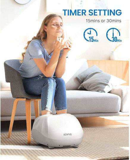 Shiatsu Massage Device Heat Function Remote Control Air Compression Cushions Rollers Timer Touch Control Panel Renpho White