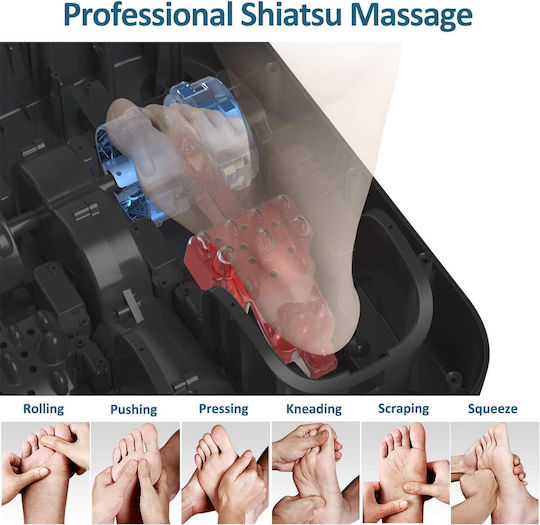 Masatoare Shiatsu Pentru Picioare Funcție De Încălzire Role Cu Presiune Aer Control De La Distanță Panou Tactil Timer Automat Mountrax