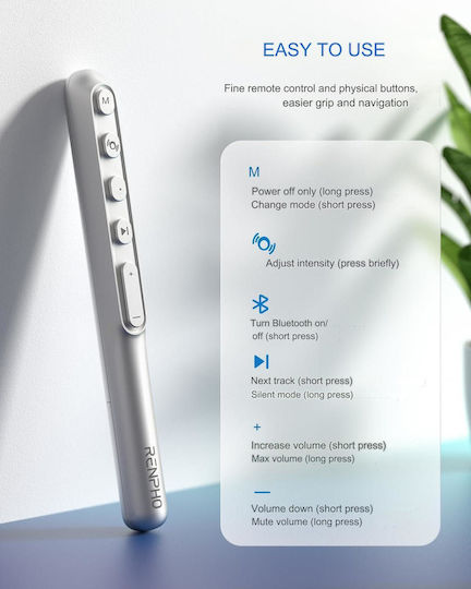 Renpho Rechargeable Eye Massage Device Heat Foldable Bluetooth Glasses Music Vibration 5 Massage Modes White