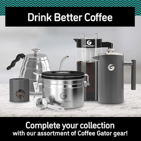 Cafetiere French Press 8 Cesti Double Wall Cafetiere 1 Litru Capacitate Container pentru Cafea din Oțel Inoxidabil Gri