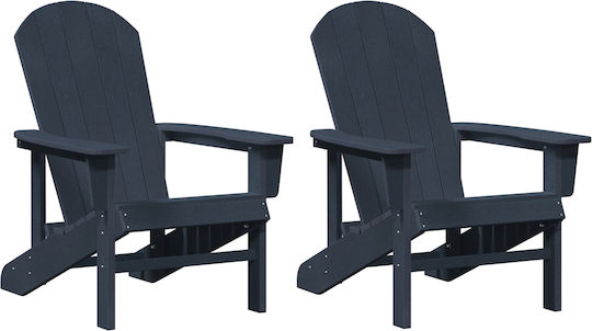 Outdoor Chair Wooden Navy Blue 2pcs 74x58cm