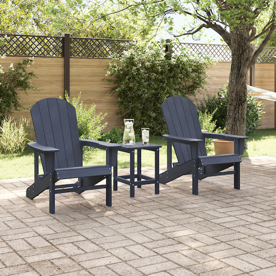 Outdoor Chair Wooden Navy Blue 2pcs 74x58cm