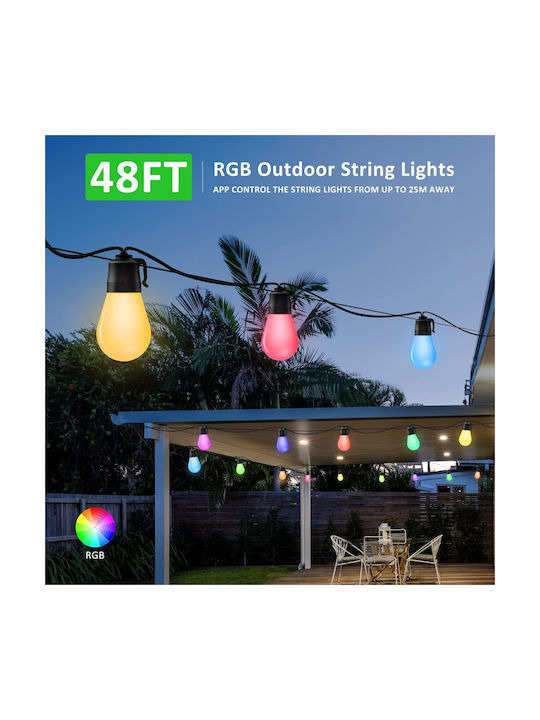 Garland Lights Exterior 14m