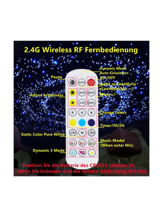 Kit de Tavan cu Fibre Optică Inteligent Rgbw cu Stele 160 Lămpi 2 Metri 0.75mm Bluetooth Aplicație pentru Smartphone Telecomandă 16 Milioane de Culori Funcție de Temporizare Mod Muzică