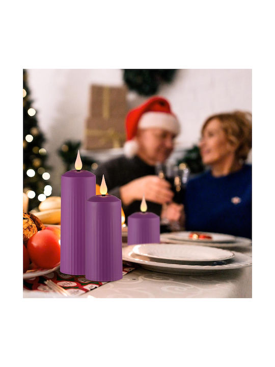 Set 6 Lumânări LED Reîncărcabile Cu Telecomandă Efect Flacără Temporizator Reglabil Luminozitate 5 Niveluri Halloween Crăciun Nuntă Petrecere Violet
