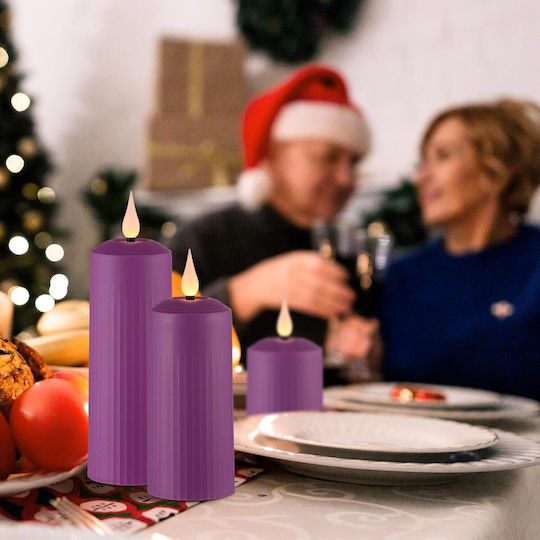 Set 6 Lumânări LED Reîncărcabile Cu Telecomandă Efect Flacără Temporizator Reglabil Luminozitate 5 Niveluri Halloween Crăciun Nuntă Petrecere Violet
