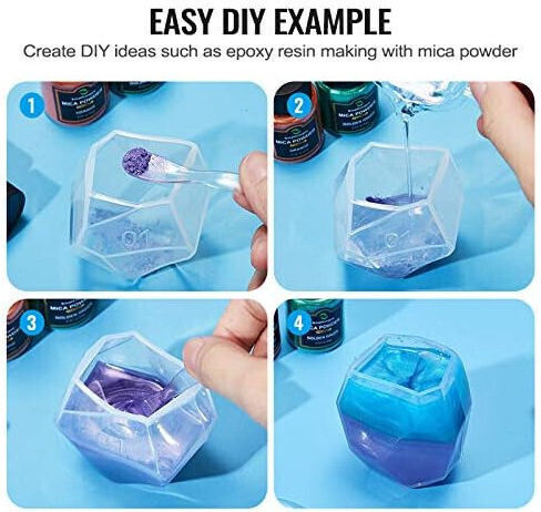 Set de Pigmenți Pudră Mica 36 Culoare Full Face X 10 G Aditiv Pudră Multifuncțional pentru Epoxy Resin Machiaj Săpun Lac de Unghii Lumânări Slime