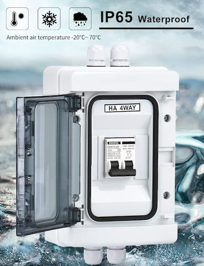 Comutator Automat pentru Sistem Fotovoltaic 20a Dc 12v-dc400v Ac 90v-400v 2 Poli Ip65 Cutie de Siguranțe Waterproof