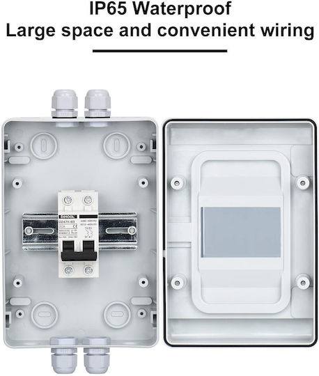 Comutator Automat pentru Sistem Fotovoltaic 20a Dc 12v-dc400v Ac 90v-400v 2 Poli Ip65 Cutie de Siguranțe Waterproof