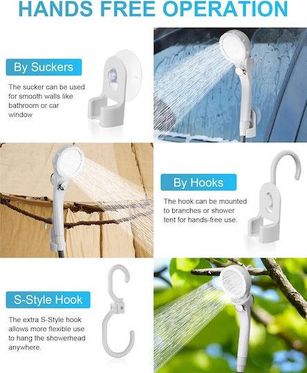 Duș Electric cu Baterie cu Dublă Alimentare pentru Camping