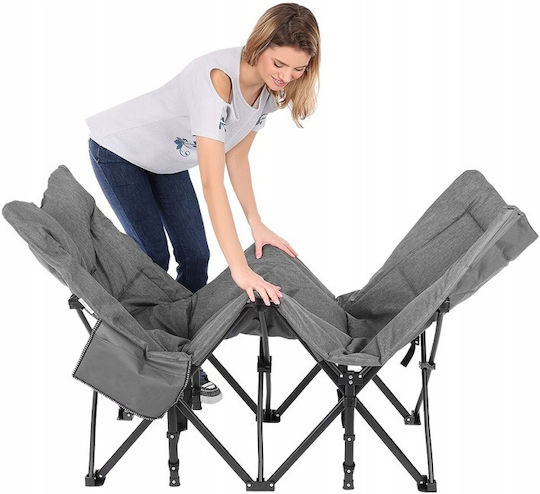 Folding Guest Bed Campaign Single Gray 190x70x37cm