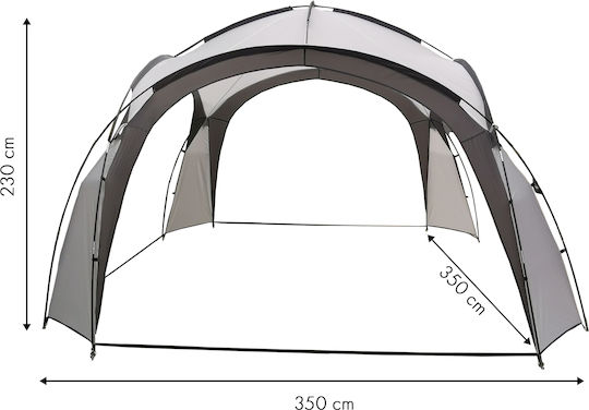 Pavilion De Grădină 350x350x230 Cm Structură Din Fibră De Sticlă Acoperiș Din Poliester Rezistent La Apă Gri Alb