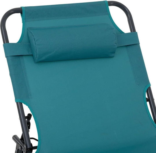 5five Șezlong De Plajă Scaun De Soare Cadru Metalic Compact Pliabil 173x56x27 Cm Albastru Turcoaz