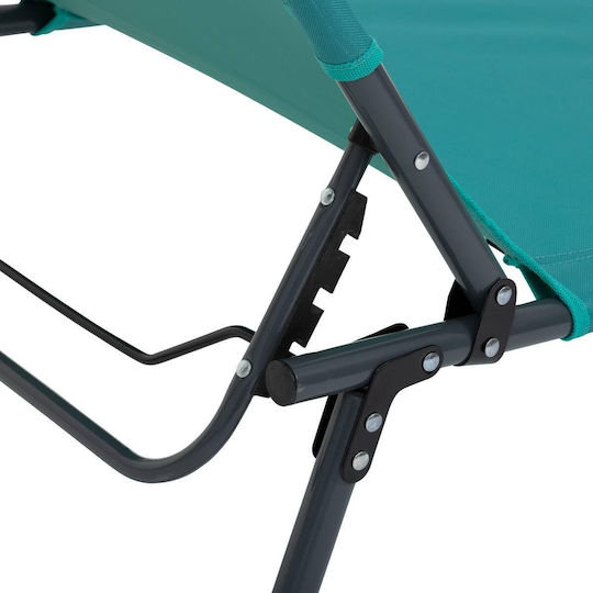 5five Șezlong De Plajă Scaun De Soare Cadru Metalic Compact Pliabil 173x56x27 Cm Albastru Turcoaz